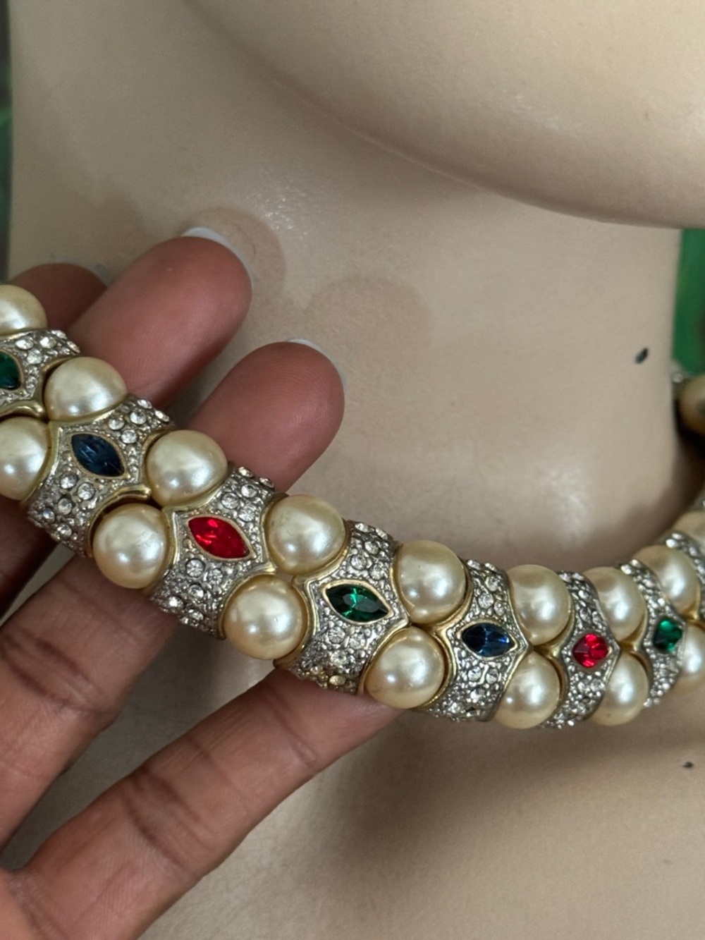 Vintage Landau Jeweled Gold Choker Style Necklace - Picture 14 of 17
